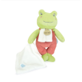  - brume - peluche grenouille avec mouchoir - 25 cm 