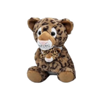  - maman et bébé - peluche léopard marron 30 cm 