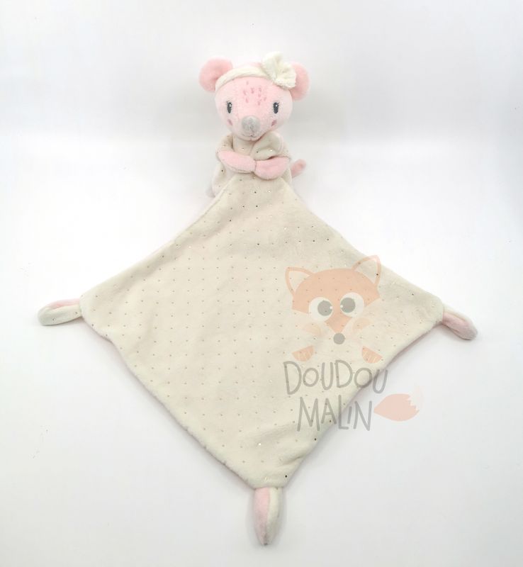  souris peluche avec mouchoir rose crème tutu 30 cm 