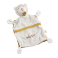  - petit coeur - ours en coton bio blanc jaune 25 cm 