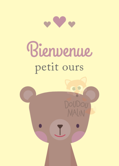 Carte félicitations naissance ours 