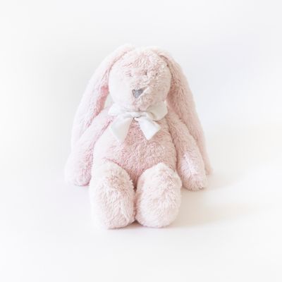  flore lapin peluche rose pâle noeud blanc 25 cm 