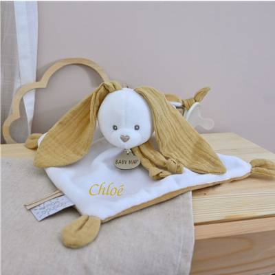  - lapin lange - plat blanc beige moutarde 25 cm 
