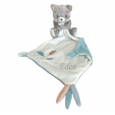  - diesel chat - peluche avec bleu blanc plume 25 cm 