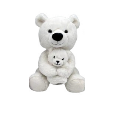  - maman et bébé - peluche ours polaire blanc 30 cm 