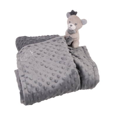  - amour couverture plaid   peluche ours gris 100 x 70 cm 