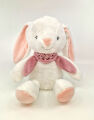  - peluche lapin assis rose blanc fleur 25 cm 