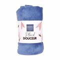  - couverture plaid polaire bleu jean 70 x100 cm 