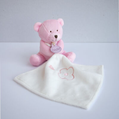  - plush bear with comforter pink white star 15 cm 