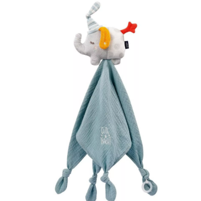  - éléphant luminescent lange coton bleu 40 cm 