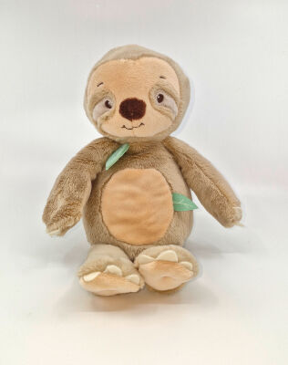  - peluche paresseux beige marron feuille 25 cm 