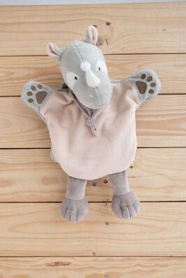  - savane - marionnette rhinocéros gris 25 cm 