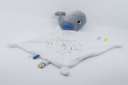 Baby calin - baleine bleu blanc jaune 40 cm 