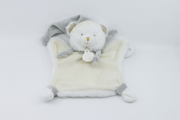  - marionnette ours blanc beige doré 25 cm 