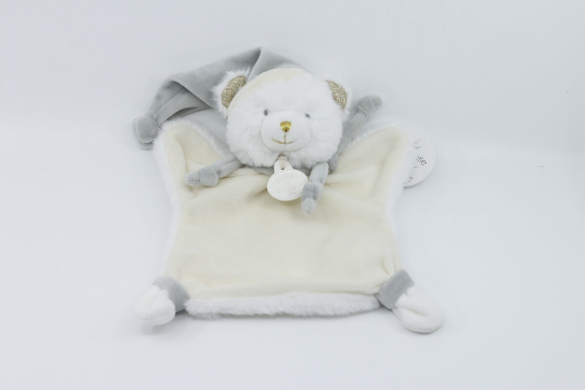  - marionnette ours blanc beige doré 25 cm 