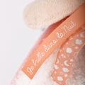  - je brille dans nuit - lapin rose orangé blanc 25 cm 