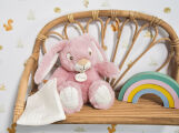  - malow the rabbit - plush with comforter pink 25 cm 