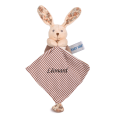  - les poupis - avec mouchoir lapin marron beige rayé 18 cm 