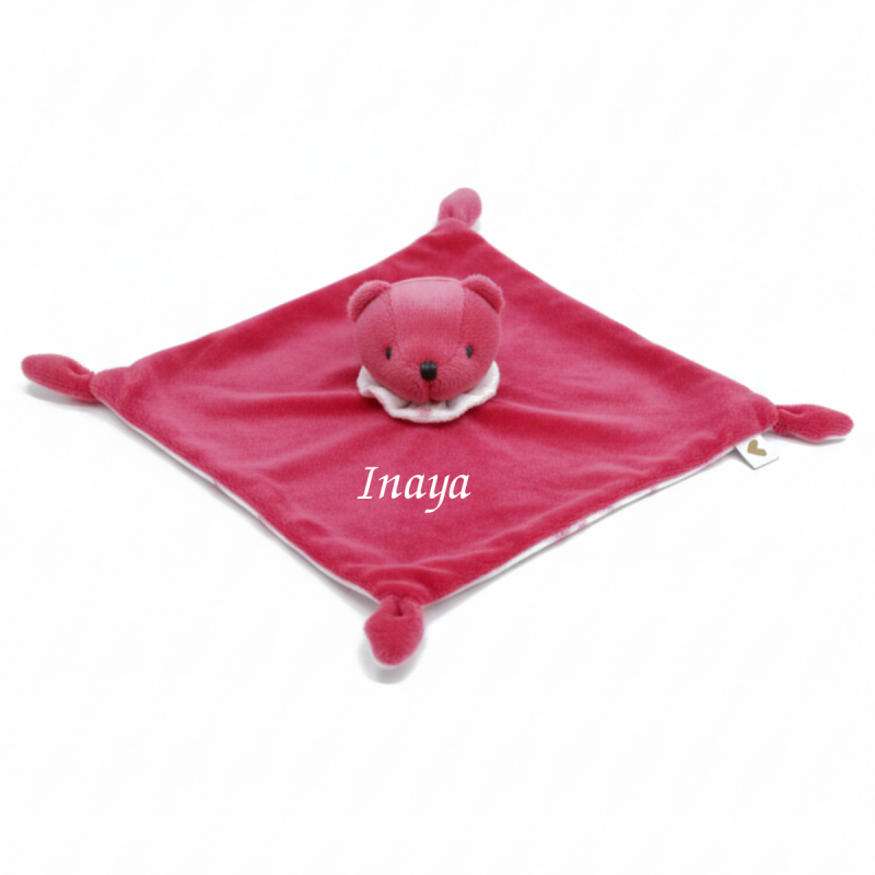  - plat ours rose framboise toile jouy 25 cm 