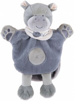  - savane - marionnette hippopotame gris 25 cm 