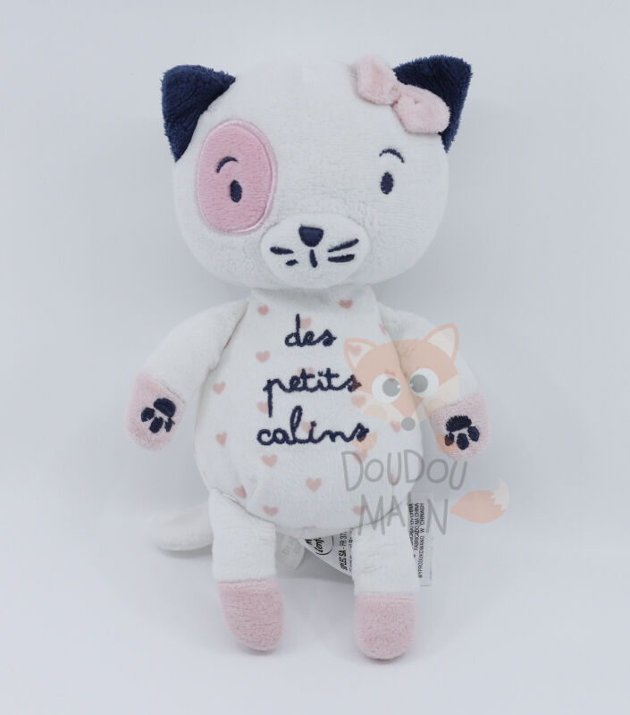  - plush cat des petits calins pink white 20 cm 