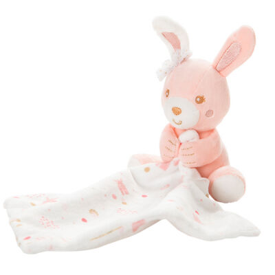   - plush rabbit pink with comforter white 25 cm 