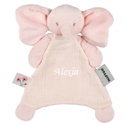  - fanfan - éléphant rose gaze coton 25 cm 