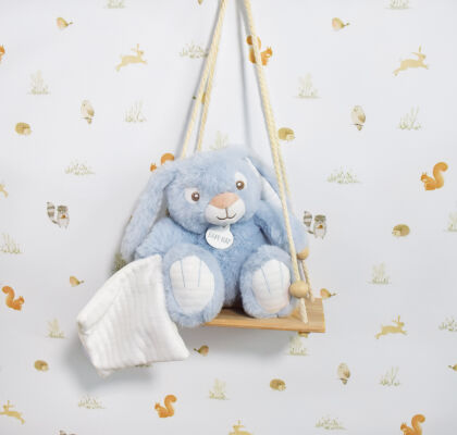  - malow lapin - peluche avec bleu 25 cm 