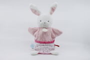  - handuppet - rabbit pink white 20 cm 