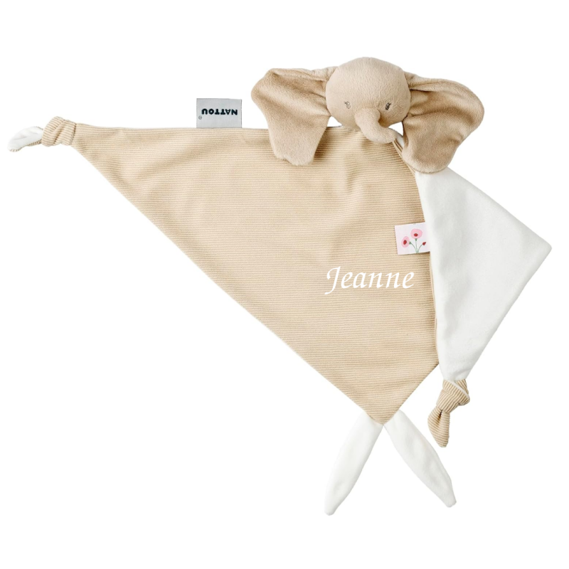  - fanfan - maxi éléphant côtelé beige 40 cm 