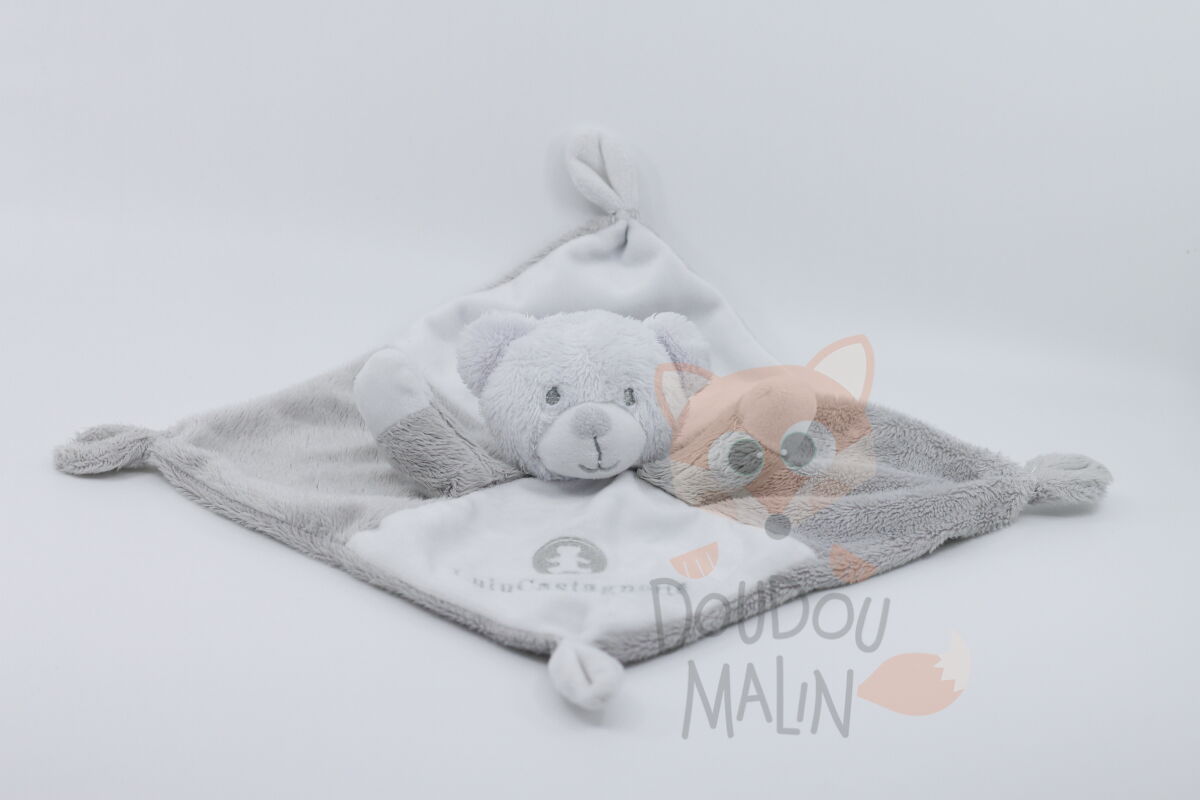 Lulu castagnette - comforter bear white grey 25 cm 