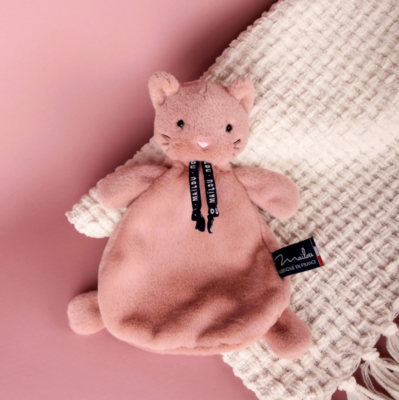  - chat dorlotin fabriqué en france - rose poudré 25 cm 