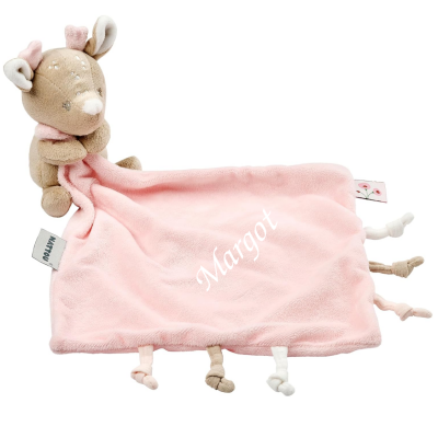 - fanfan - peluche avec biche beige rose 25 cm 