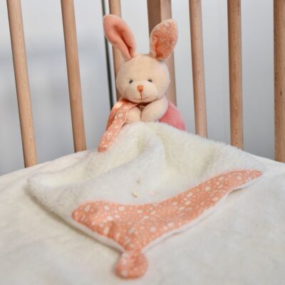  - glow in the dark - plush with comforter rabbit pink orange white 25 cm 