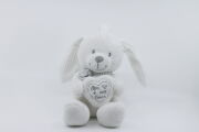  - boîte à musique - lapin blanc gris mon petit coeur 25 cm 