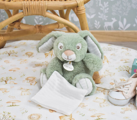  - malow lapin - peluche avec vert 25 cm 