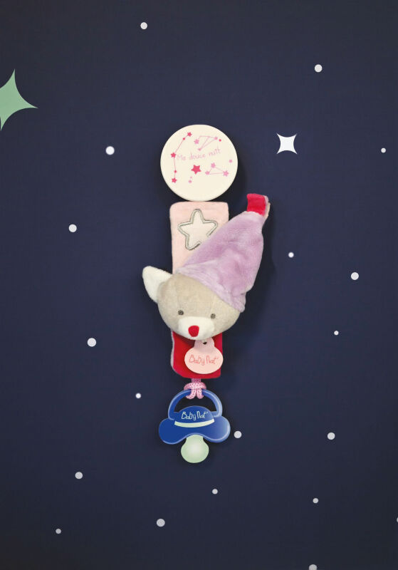  - les luminescents attache-sucette chat rose violet 