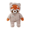  - peluche panda roux beige déguisé capuche 22 cm 