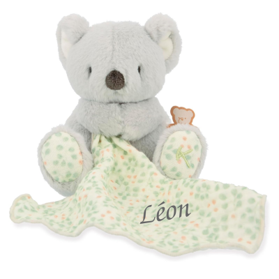  - petit songe - peluche koala gris avec lange 25 cm 