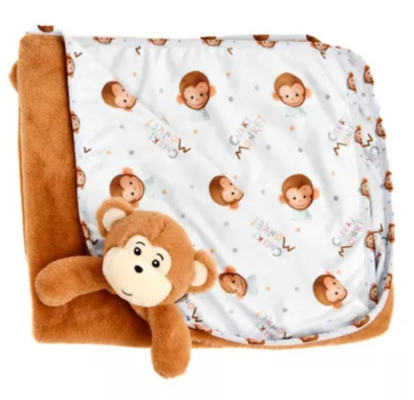 Cubbies maxi couverture singe marron 80 cm 