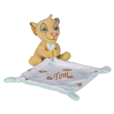  - simba lion - mouchoir vert jaune 25 cm 