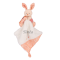  - je brille dans nuit - peluche avec lapin rose orangé blanc 25 cm 