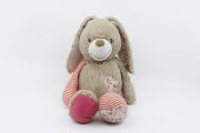 Tape à loeil - peluche lapin beige rose coeur 30 cm 