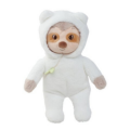  - peluche paresseux blanc déguisé capuche 22 cm 