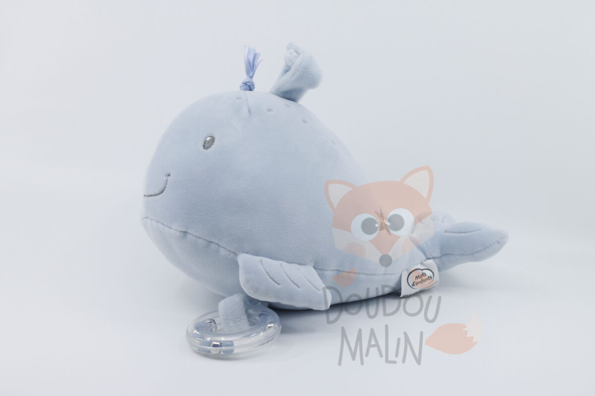 - boîte à musique baleine bleu 25 cm 