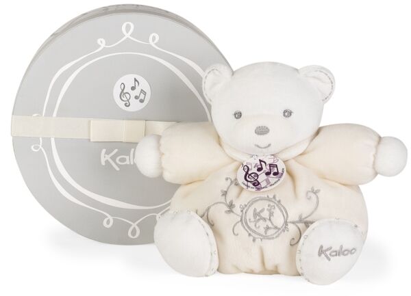  - perle - boîte à musique ours beige crème 18 cm 