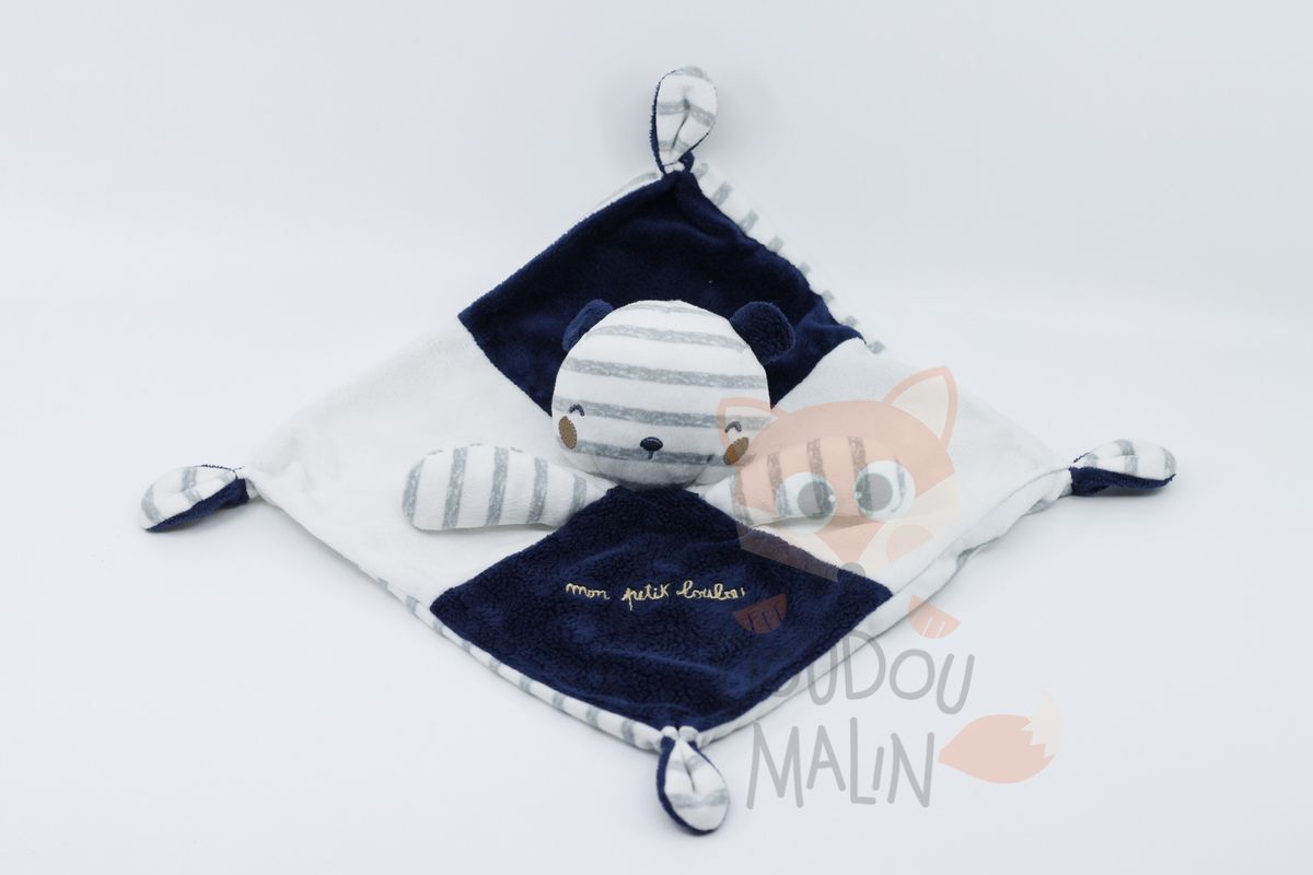 Pat et ripaton - plat ours bleu blanc mon petit loulou 25 cm 