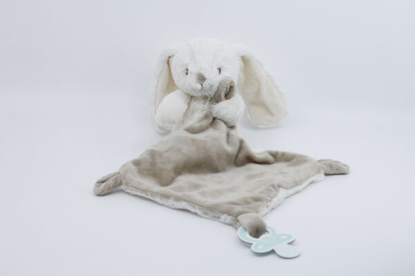  - peluche lapin avec beige marron 25 cm 