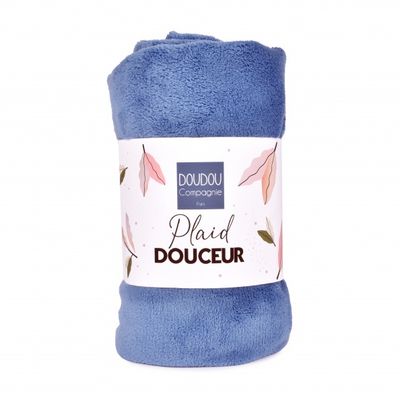  - couverture plaid polaire bleu jean 70 x100 cm 