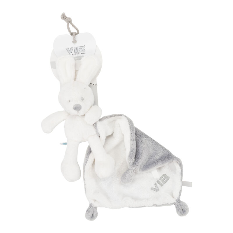 Very important baby - plush rabbit with comforter white grey 30 cm 